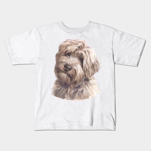 Gold Tibetan Terrier Watercolor Art Kids T-Shirt by doglovershirts